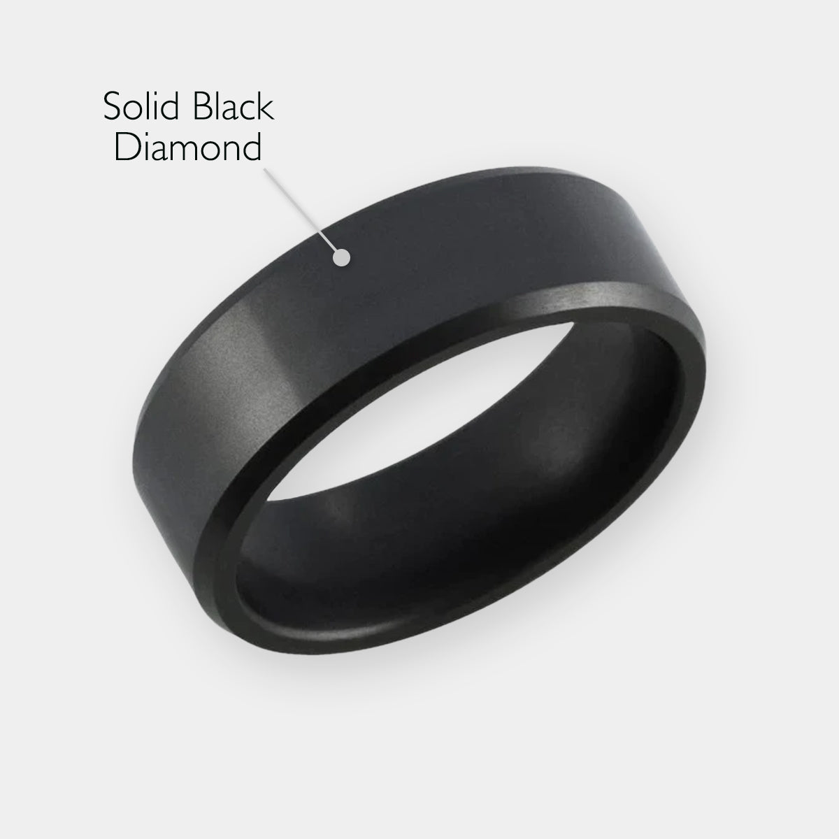 Men's Solid Black Diamond Ring with material descriptions listed | Elysium ARES | Men’s Black Diamond Rings | Black Diamond Wedding Ring