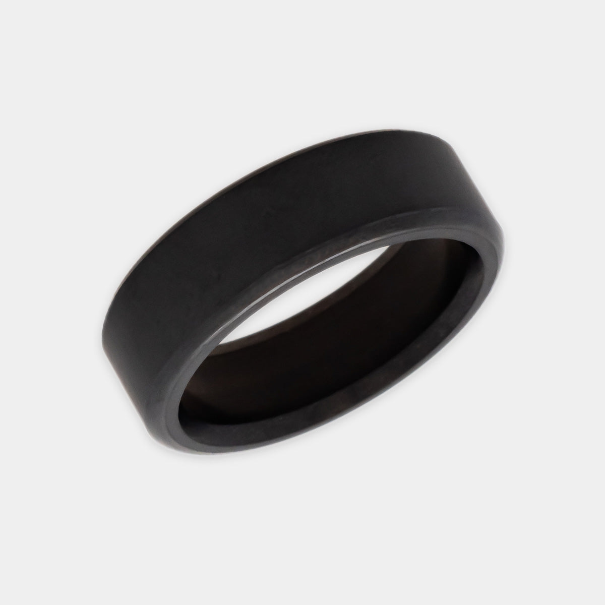 Solid Black Diamond Ring with Dome Shape on White Background | Elysium Black Diamond Ring - Kratos 7mm | Black Diamond Ring for Men | Products | Image 1