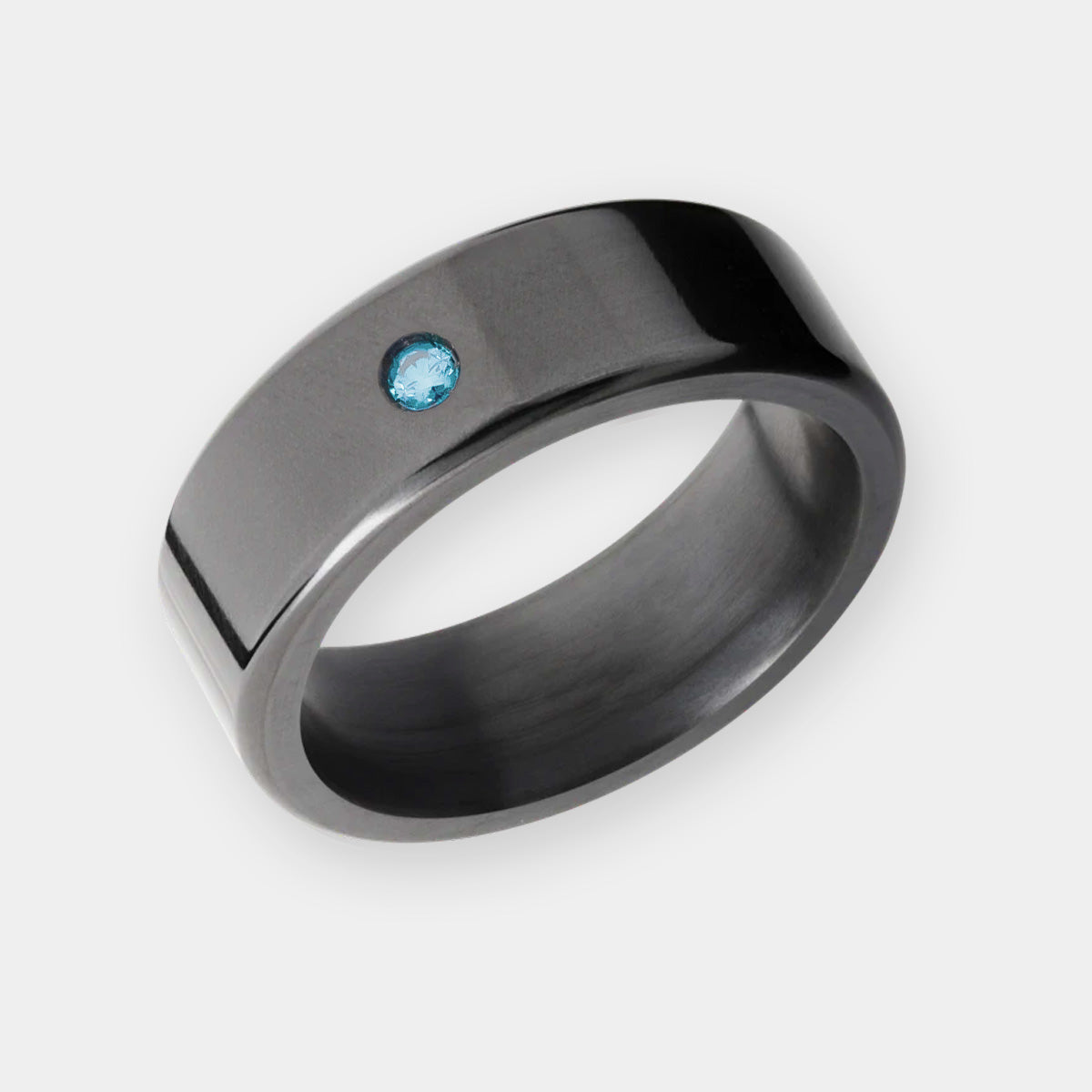 KRATOS 8mm - Size 7.5 - Satin Finish Blue Diamond Inset - SHIPS WITHIN 24 HOURS