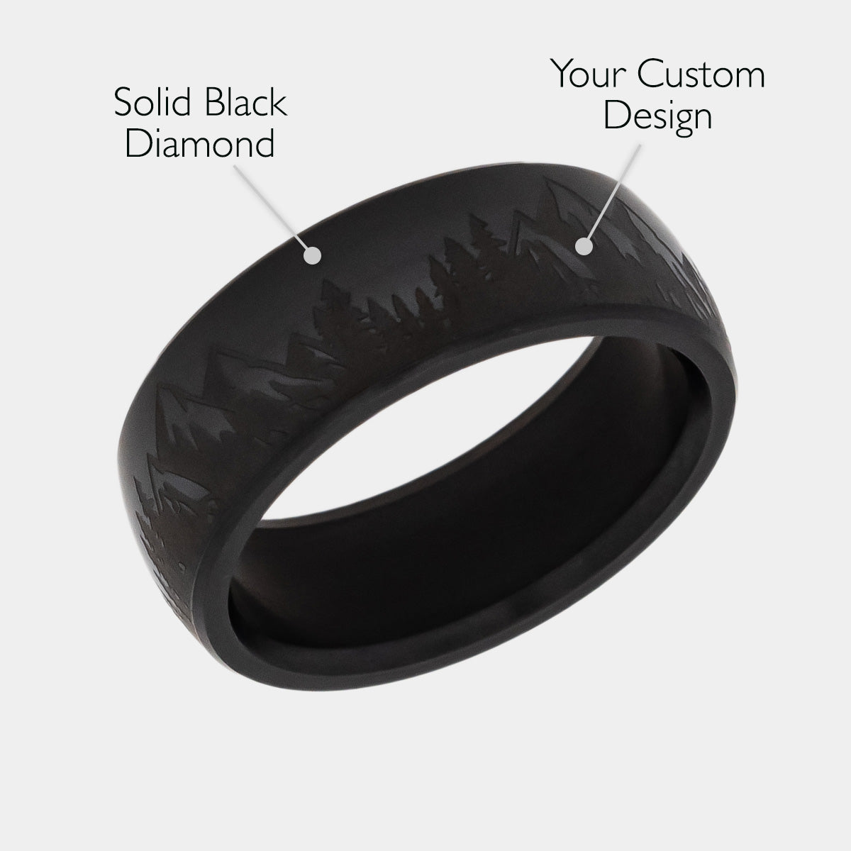 Black Diamond - Men’s Ring 8mm - Custom Laser Engraving - NYX - Elysium Black Diamond