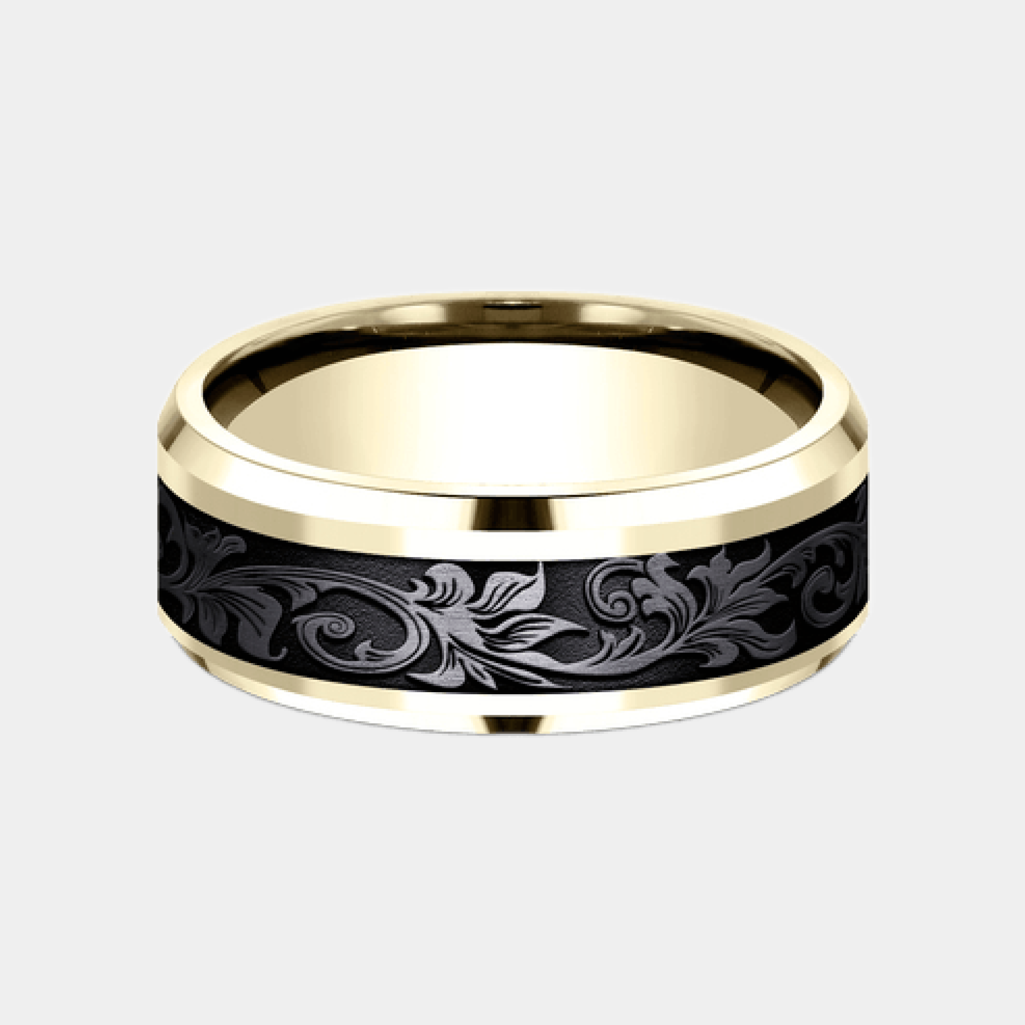 Men's Wedding Band | The Royal | 14K Yellow Gold with Black Titanium | Elysium