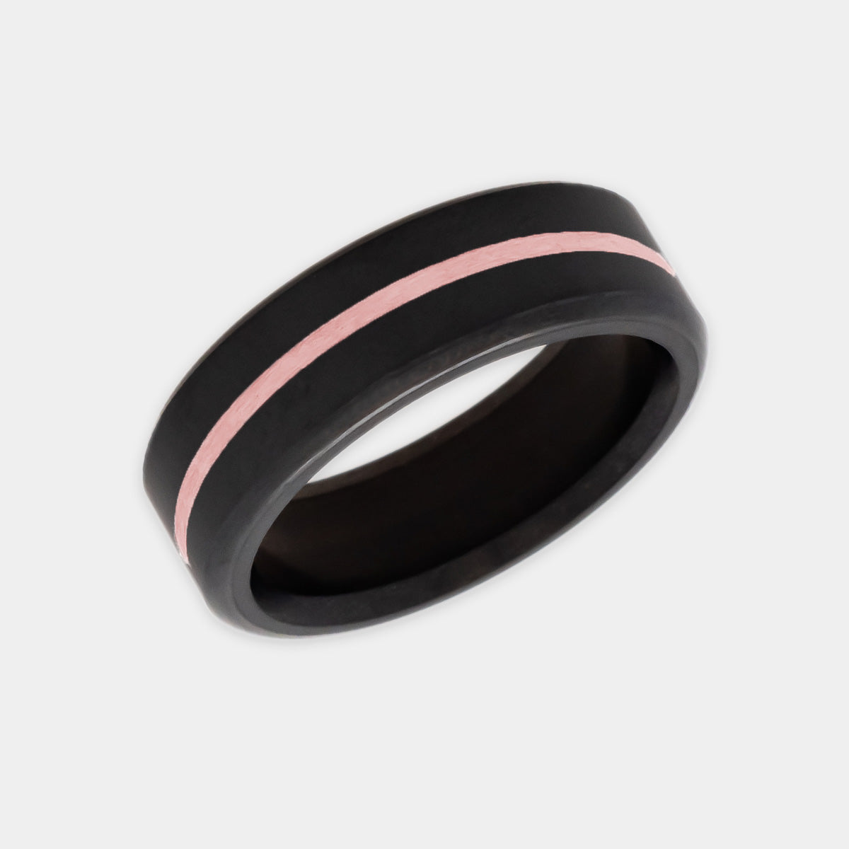 Black Diamond - Men’s Ring 7mm - 10k Rose Gold Inlay - KRATOS - Elysium Black Diamond