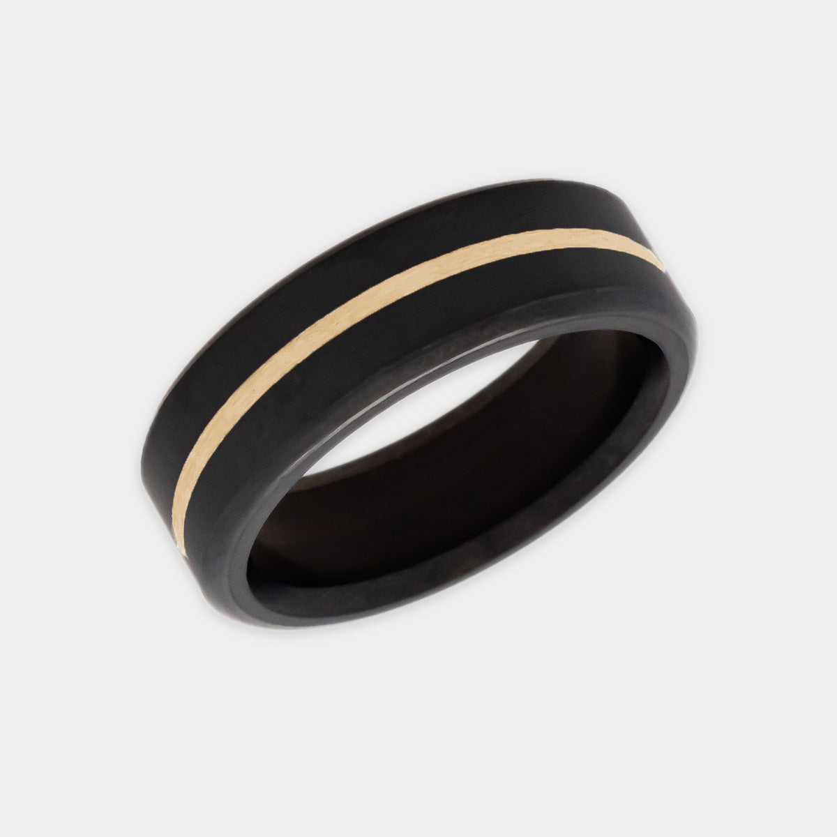 Black Diamond - Men’s Ring 7mm - 24k Yellow Gold Inlay - KRATOS - Elysium Black Diamond