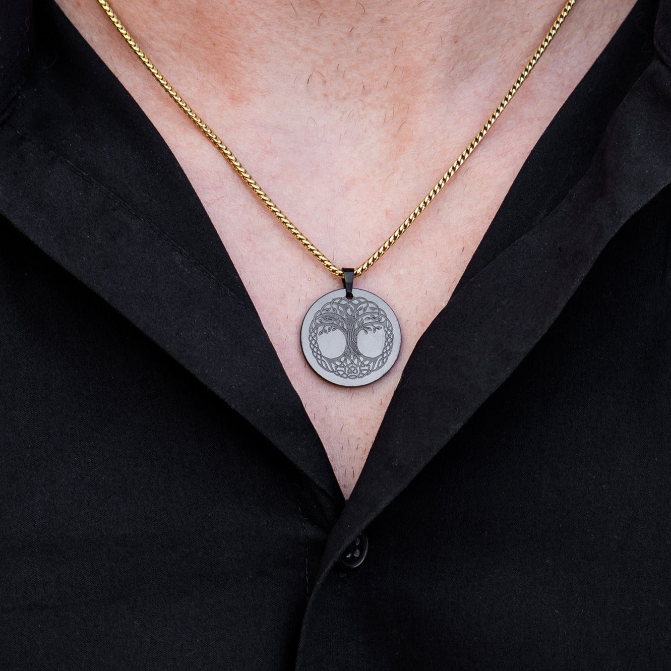 Black Diamond - Men’s Custom Pendant w/ Franco Chain - 21mm - Elysium Black Diamond