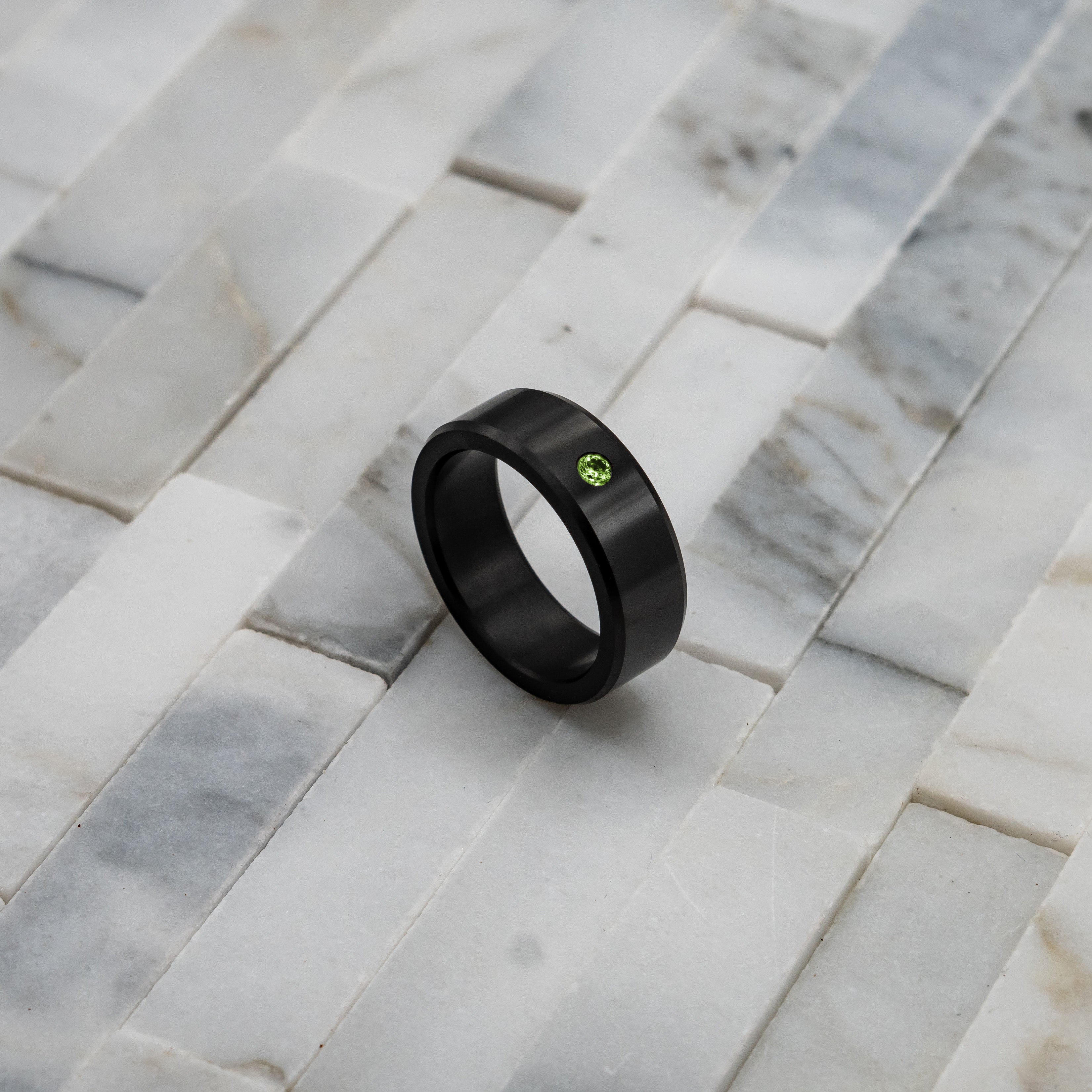 Black Diamond - Men’s Ring 8mm - Green Diamond Inset - ARES - Elysium Black Diamond
