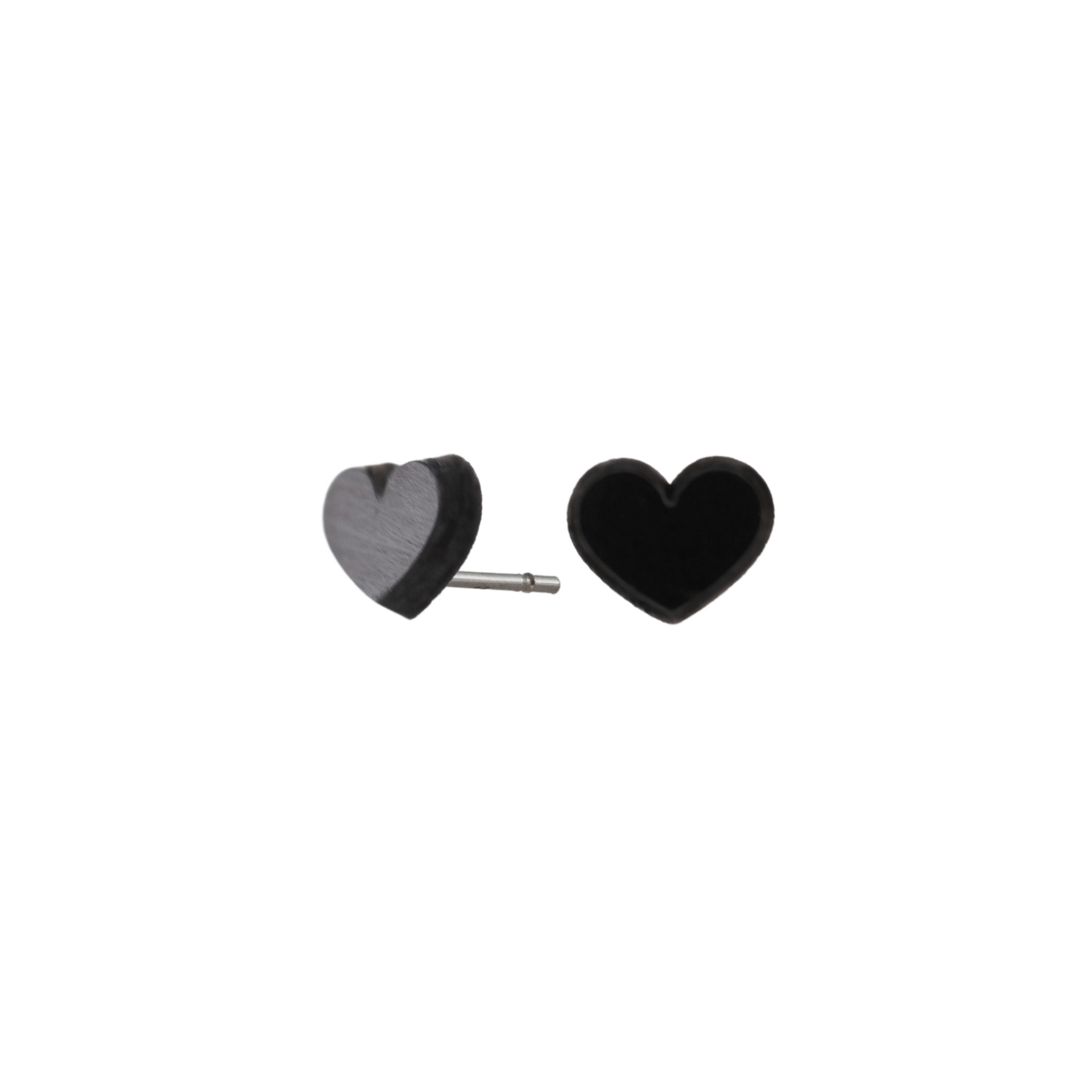 Women's Solid Black Diamond Heart Earrings - Lady Elysium