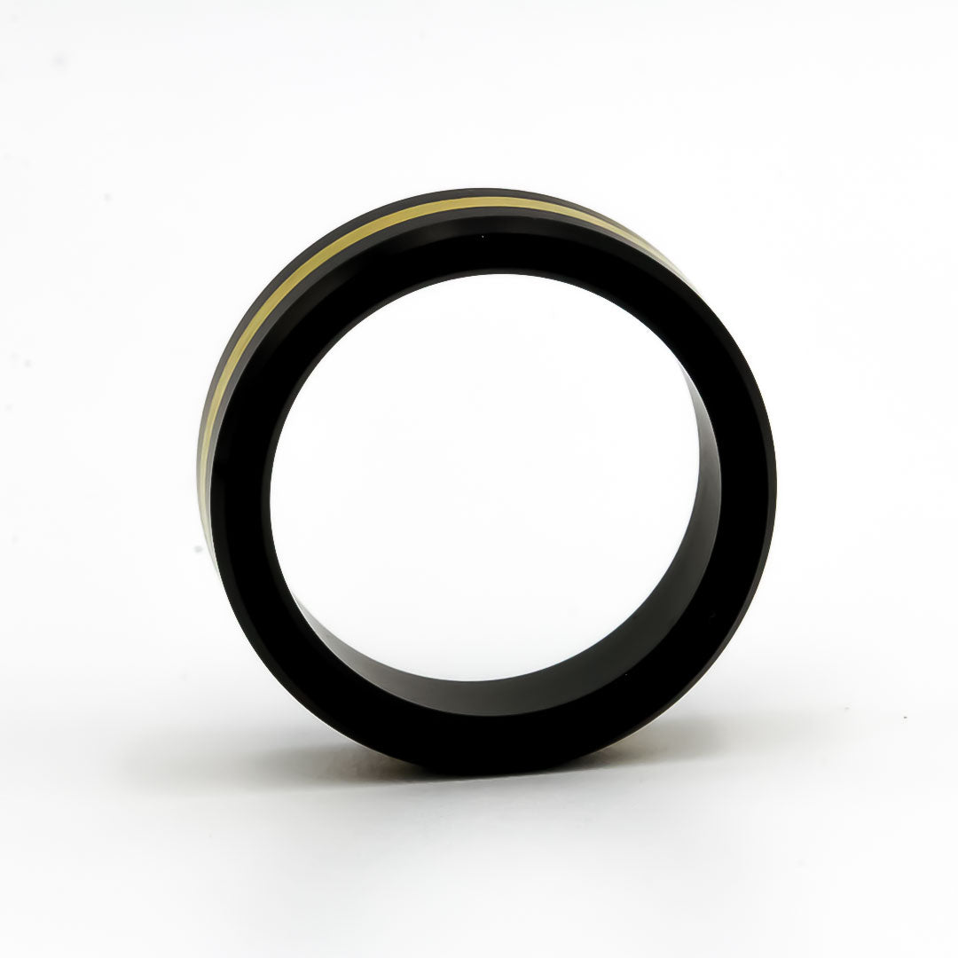 Meraxi Noir | Elysium ARES - Solid Black Diamond Ring - 24K Yellow Gold Inlay