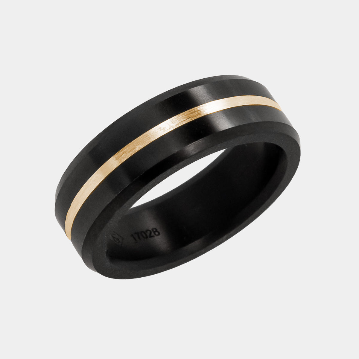 Black Diamond - Men’s Ring 7mm - 24k Yellow Gold Inlay - ARES - Elysium Black Diamond