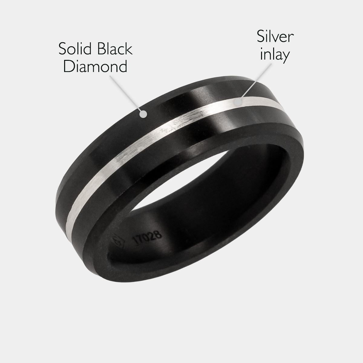Black Diamond - Men’s Ring 7mm - Silver Inlay - ARES - Elysium Black Diamond