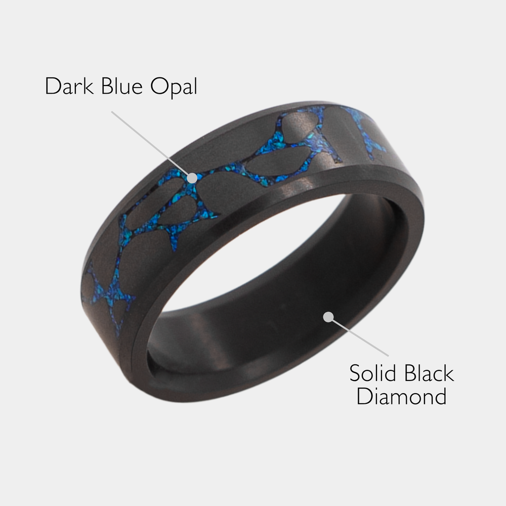 ARES Riverstone Pattern Inlay Ring | Solid Black Diamond