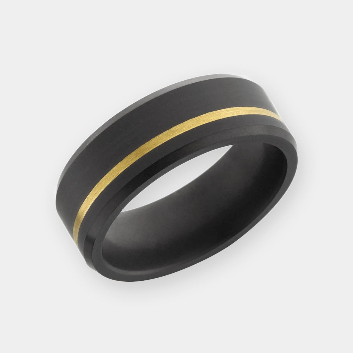 ElysiumBlack.com | Elysium ARES - Solid Black Diamond Ring - Offset Inlay Yellow Gold