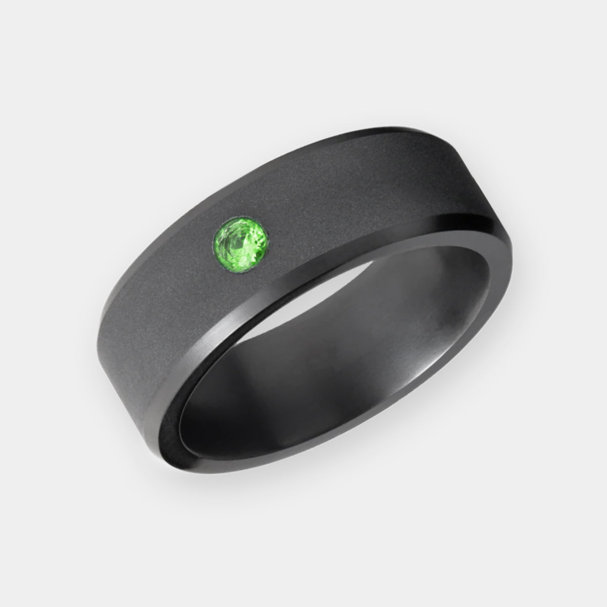 ElysiumBlack.com | Elysium ARES - Solid Black Diamond Ring - Green Diamond