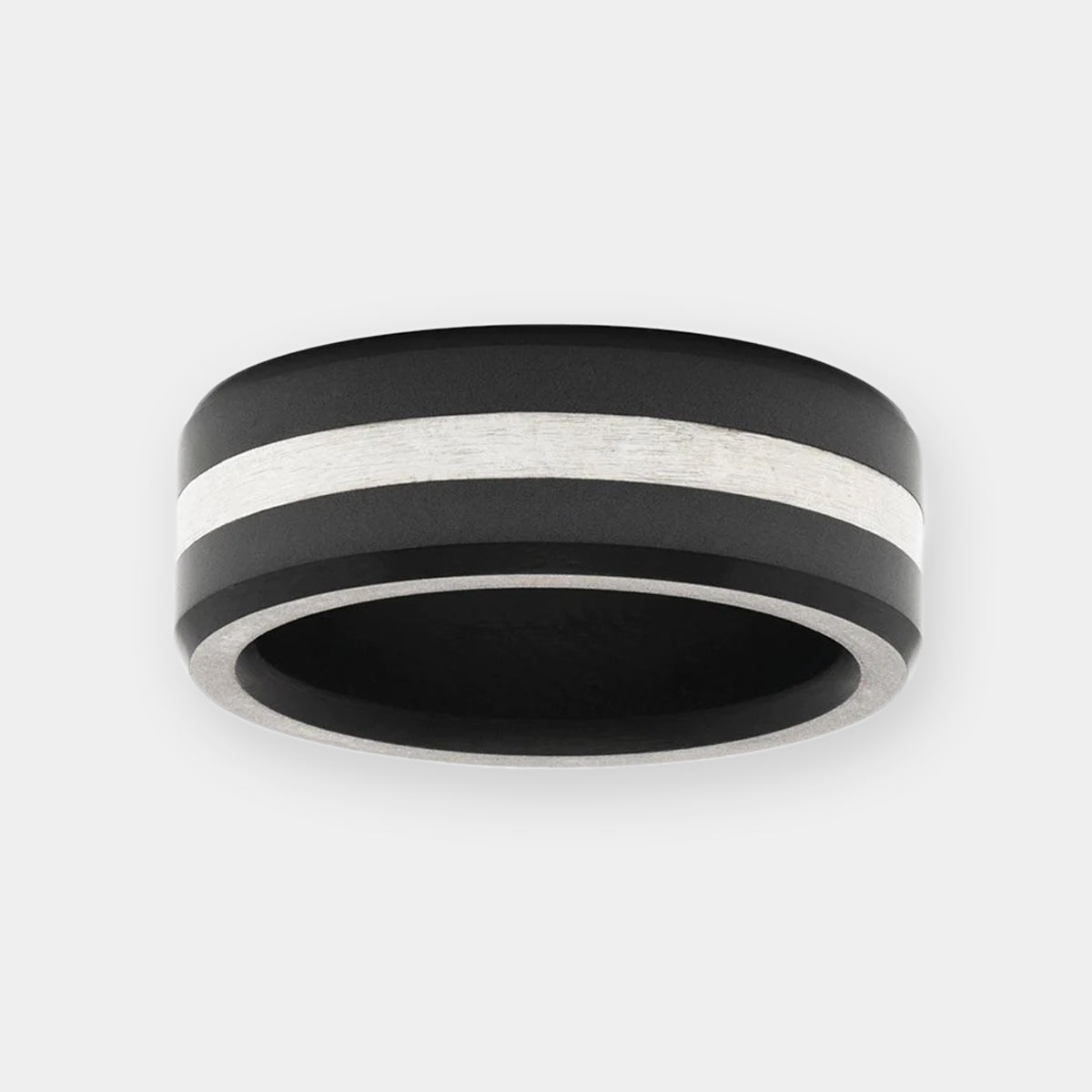 ElysiumBlack.com | Elysium ARES - Solid Black Diamond Ring - Silver Inlay - Image 3