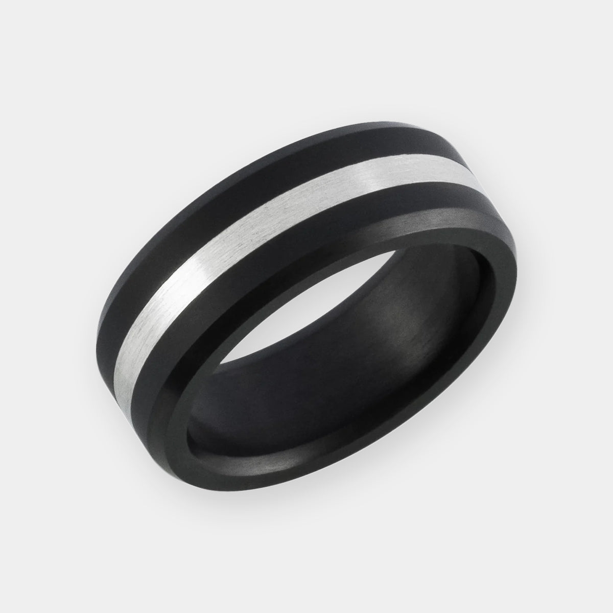 Elysium ARES | Men's Ring | Black Diamond Ring & Silver Inlay