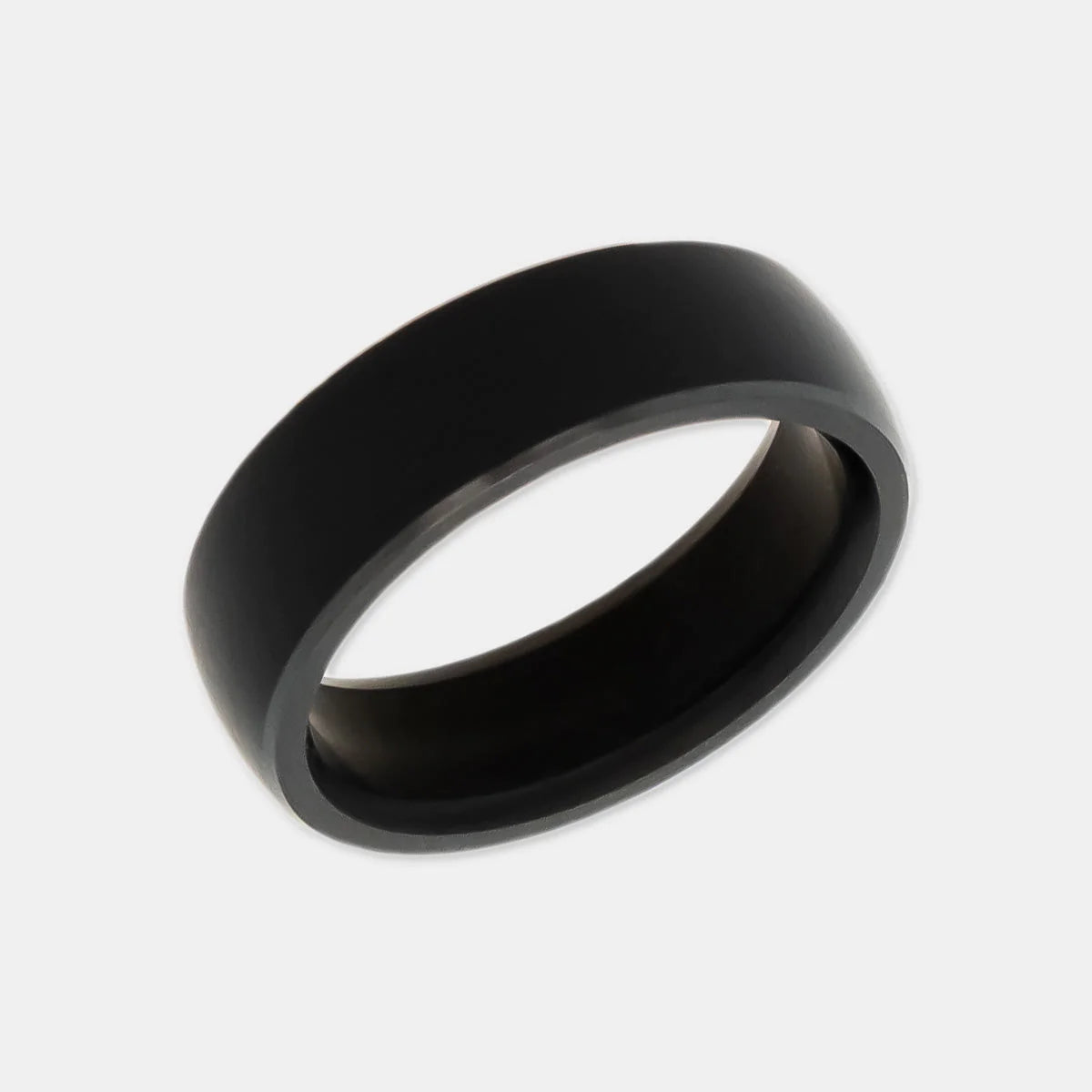 Solid Black Diamond 7mm Men's Wedding Ring on White Background | Elysium Black Diamond Ring - Elysium NYX 7mm - Solid Black Diamond Ring | Products | Image 1
