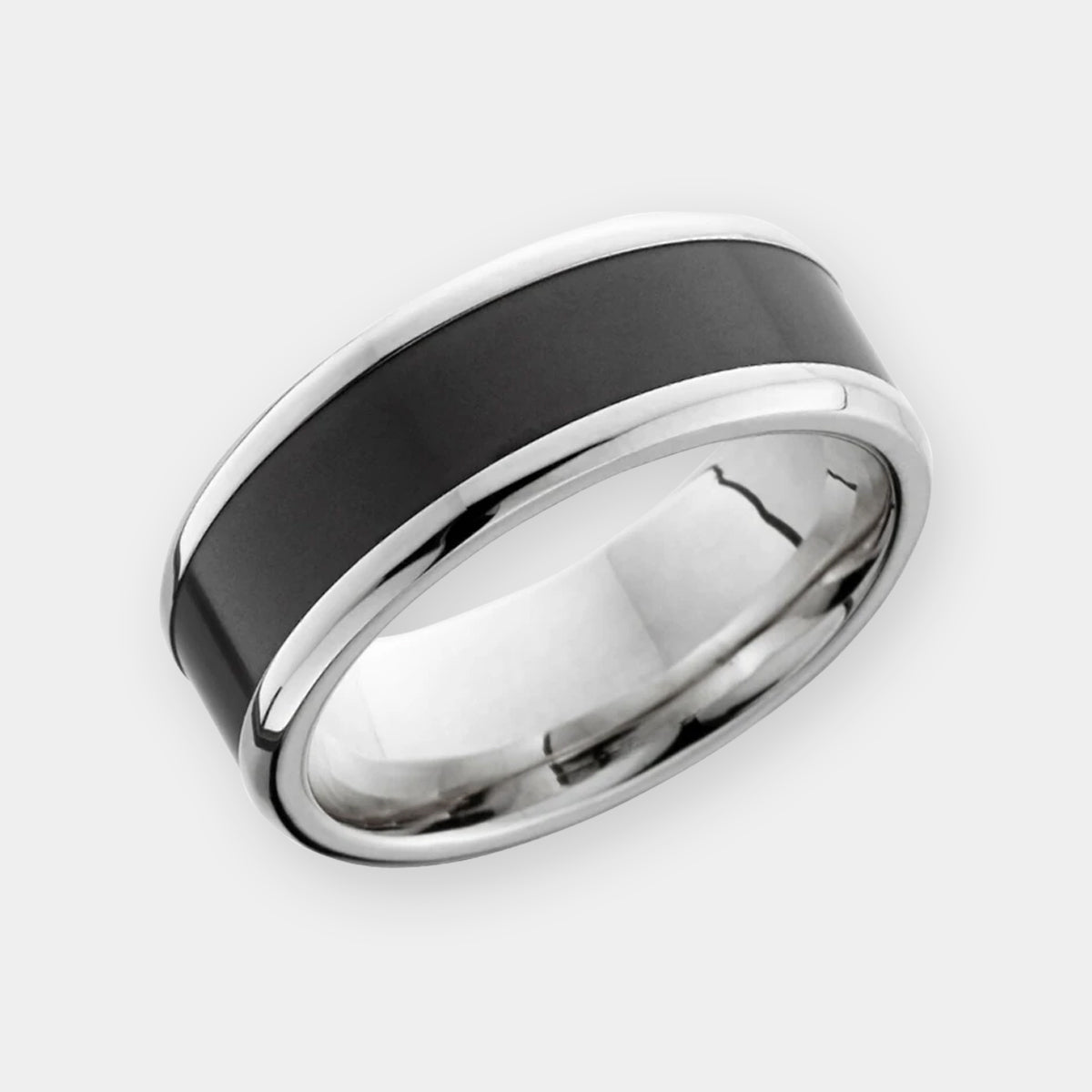 Elysium Black Diamond Ring: Achilles 8mm Titanium Ring w/ Elysium Diamond Inlay | Solid Black Diamond Wedding Rings For Men | Men's Black Wedding Band