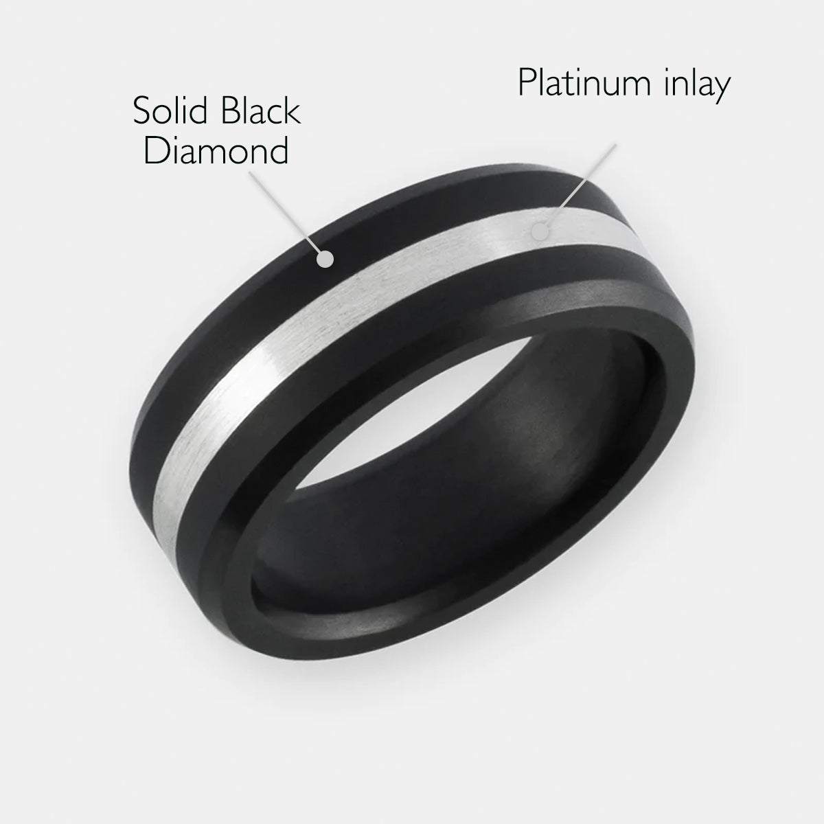 Black Diamond - Men’s Ring 8mm - Platinum Inlay - ARES - Elysium Black Diamond