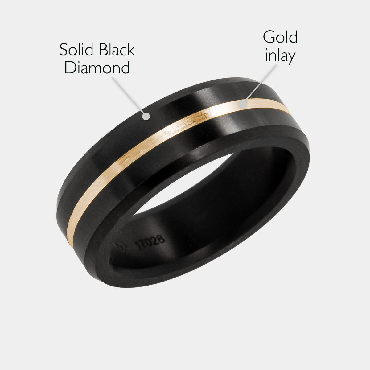 Black Diamond - Men’s Ring 7mm - 24k Yellow Gold Inlay - ARES - Elysium Black Diamond