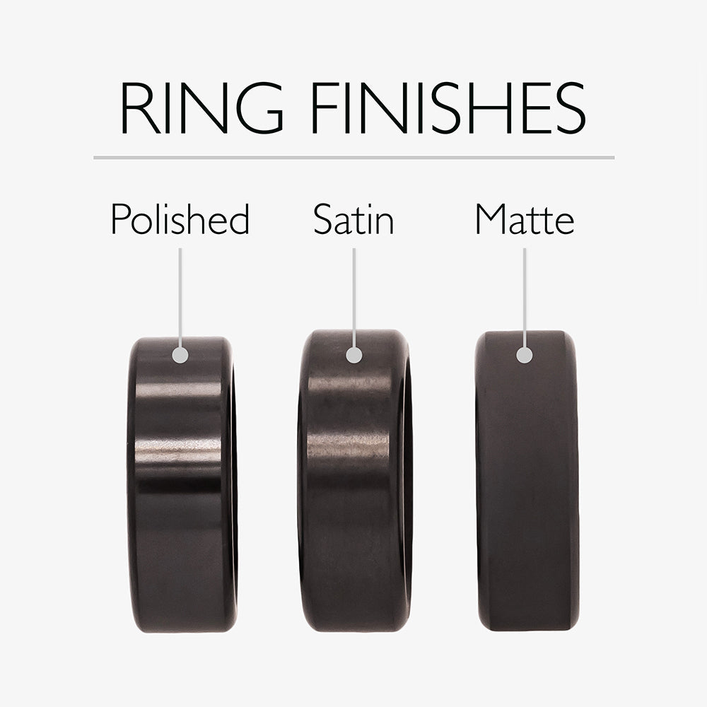 Ring Finishes | ElysiumBlack.com | Helios Matte Beveled - Rose Gold Band - Elysium Inlay - Black Diamond Insets - Image 6