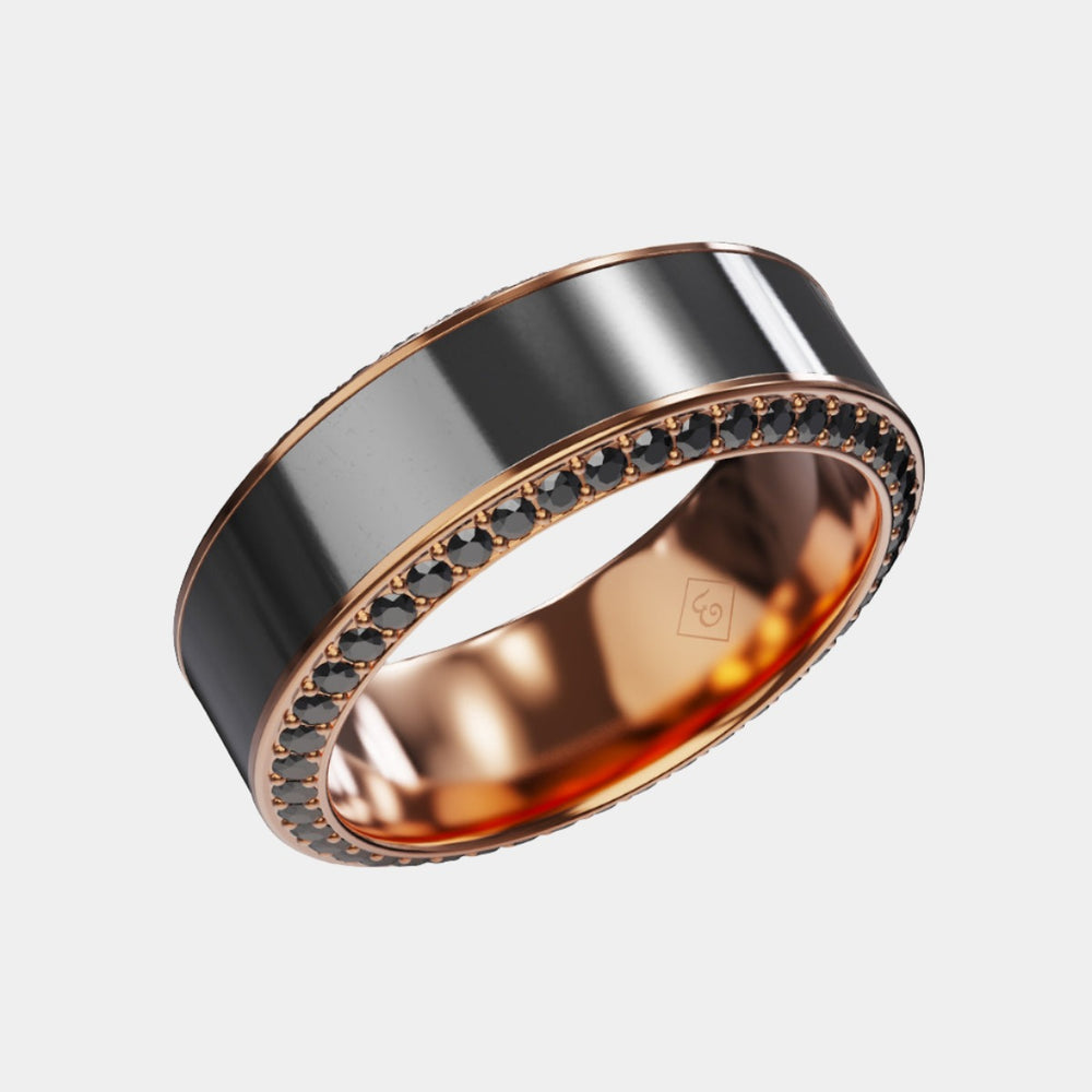 Elysium Helios | Men's Rose Gold & Black Diamonds Ring