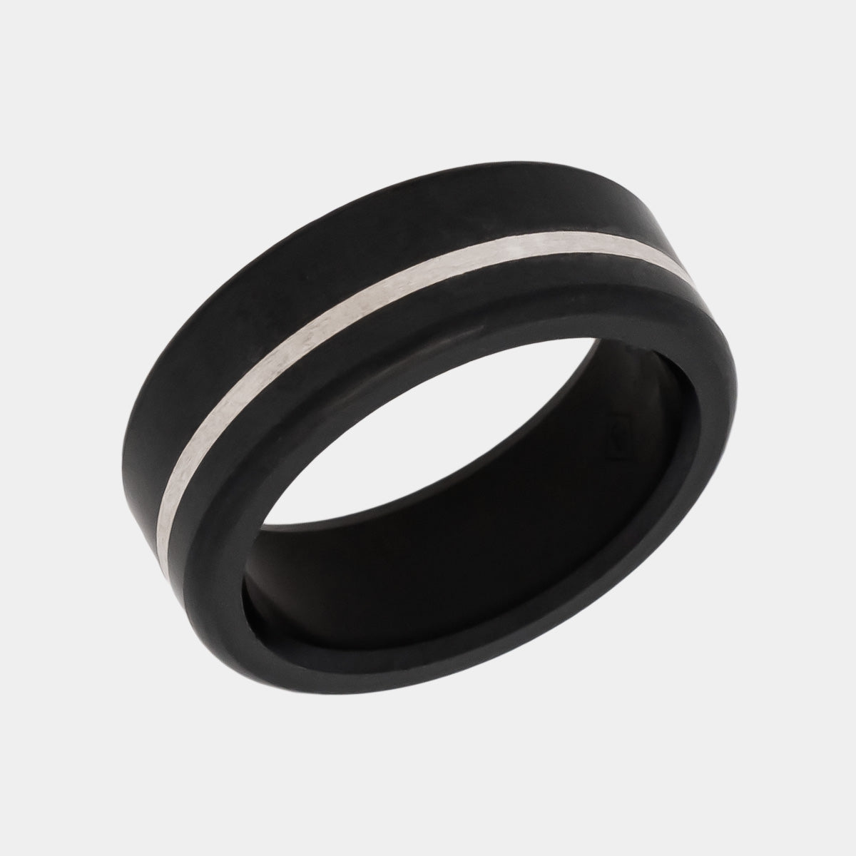 Black Diamond - Men’s Ring 8mm - Offset Inlay Silver - KRATOS - Elysium Black Diamond