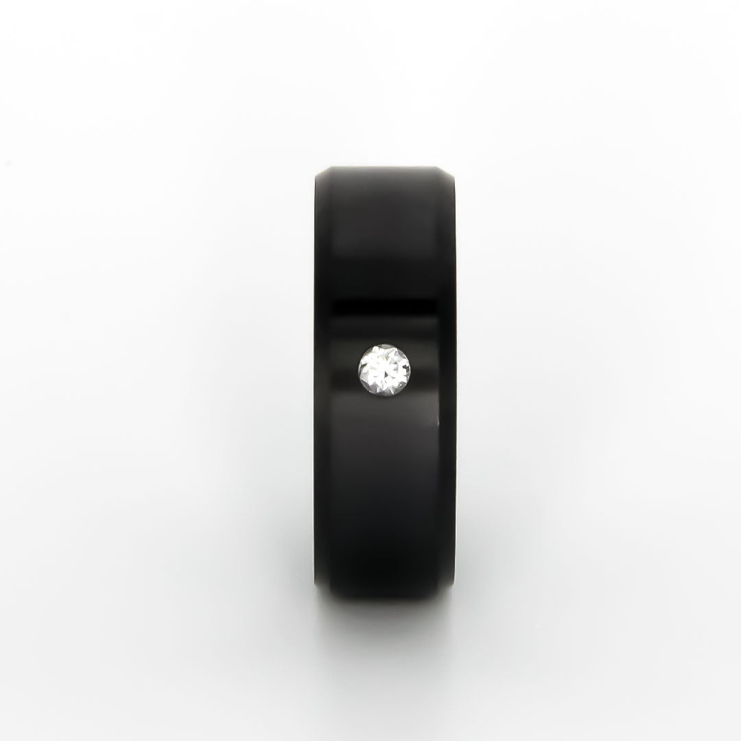 ElysiumBlack.com | Elysium ARES - Solid Black Diamond Ring - White Diamond - Image 5