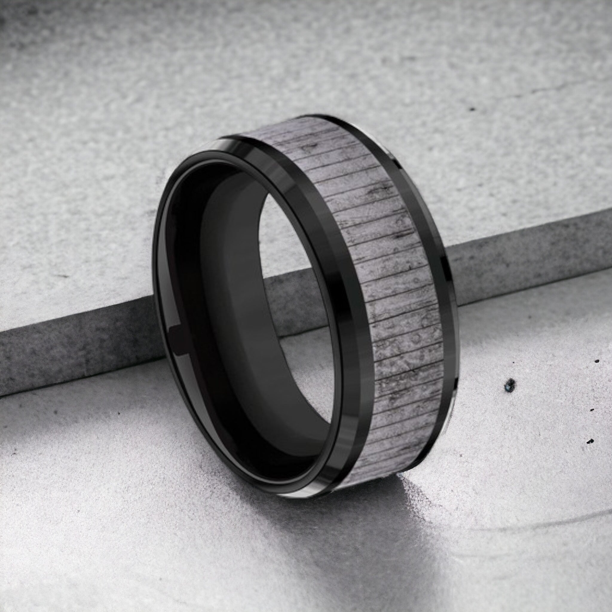 Men's Wedding Band | The Alder | Tantalum Grey with Black Titanium | Elysium