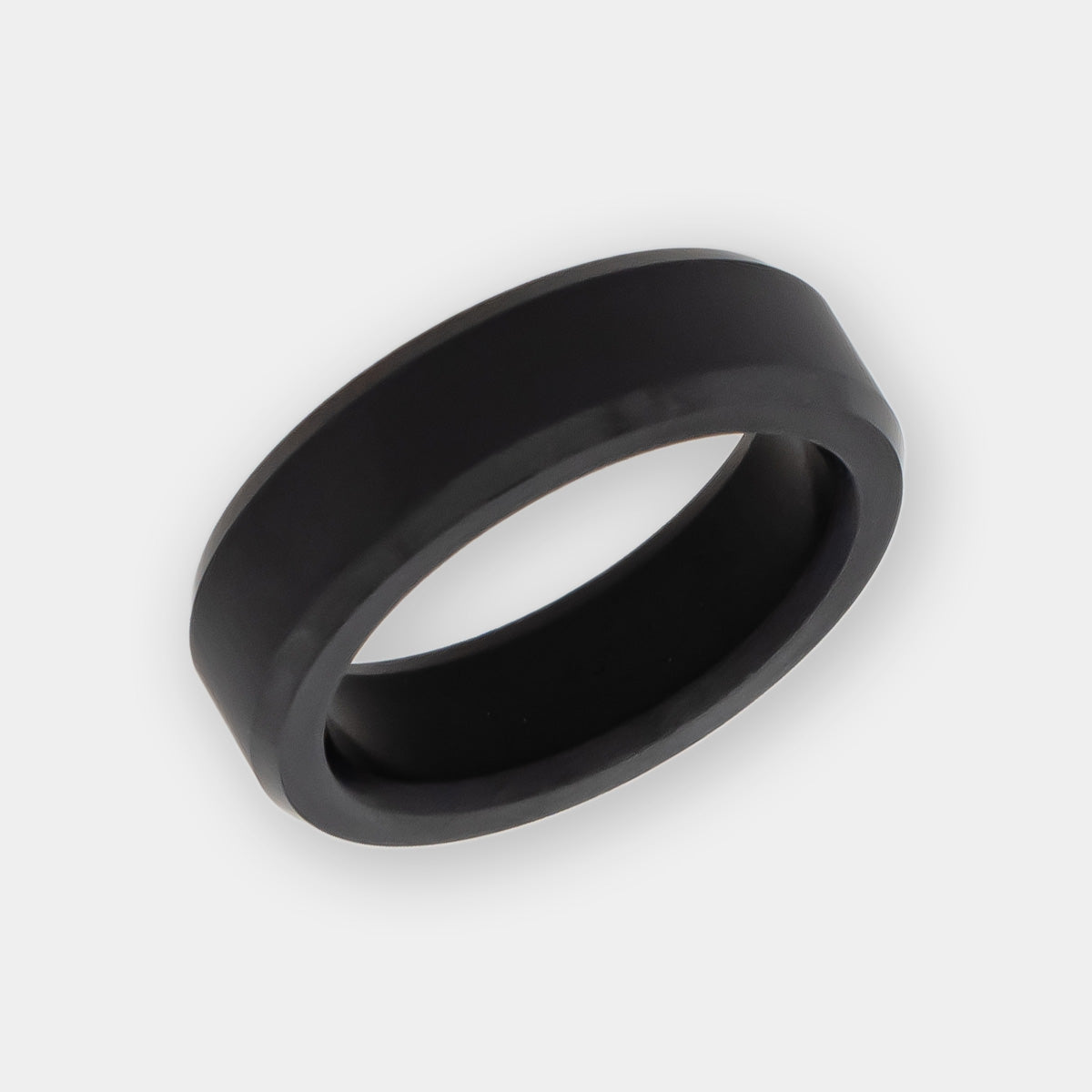 Solid Black Diamond Ring with Dome Shape on White Background | Elysium Black Diamond Ring - Ares 6mm | Men's Black Diamond Wedding Band | Products | Image 1