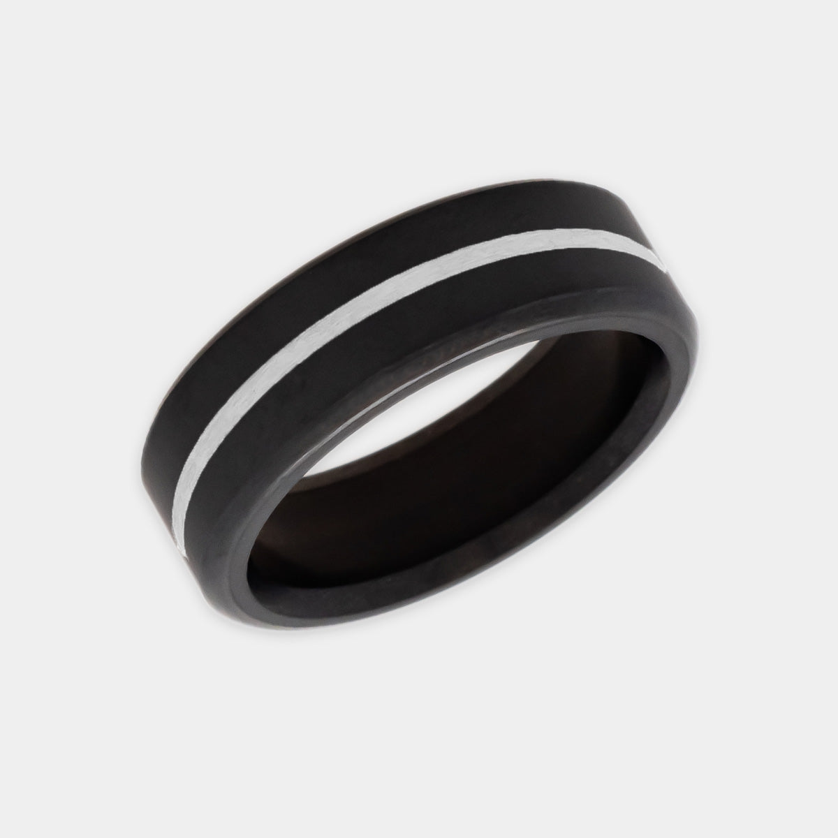 Black Diamond - Men’s Ring 7mm - Silver Inlay - KRATOS - Elysium Black Diamond
