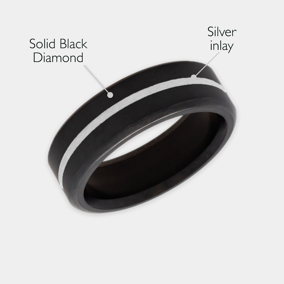 Black Diamond - Men’s Ring 7mm - Silver Inlay - KRATOS - Elysium Black Diamond