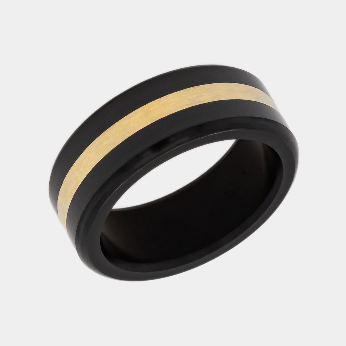 Black Diamond - Men’s Ring 8mm - 24k Yellow Gold Inlay - KRATOS - Elysium Black Diamond