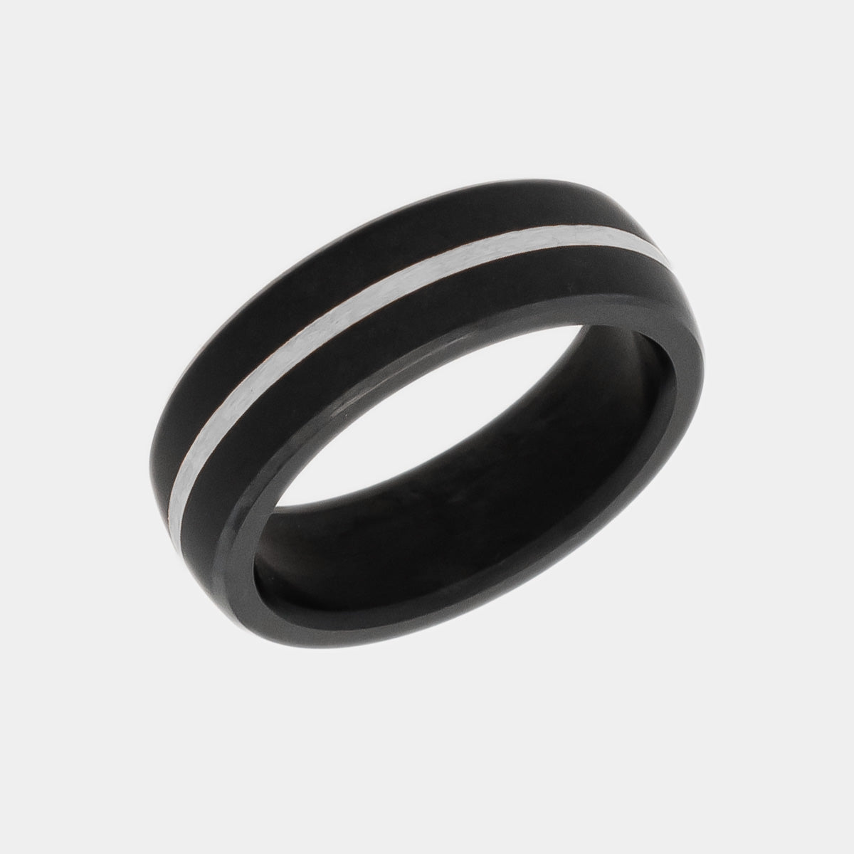 Black Diamond - Men’s Ring 7mm - Silver Inlay - NYX - Elysium Black Diamond