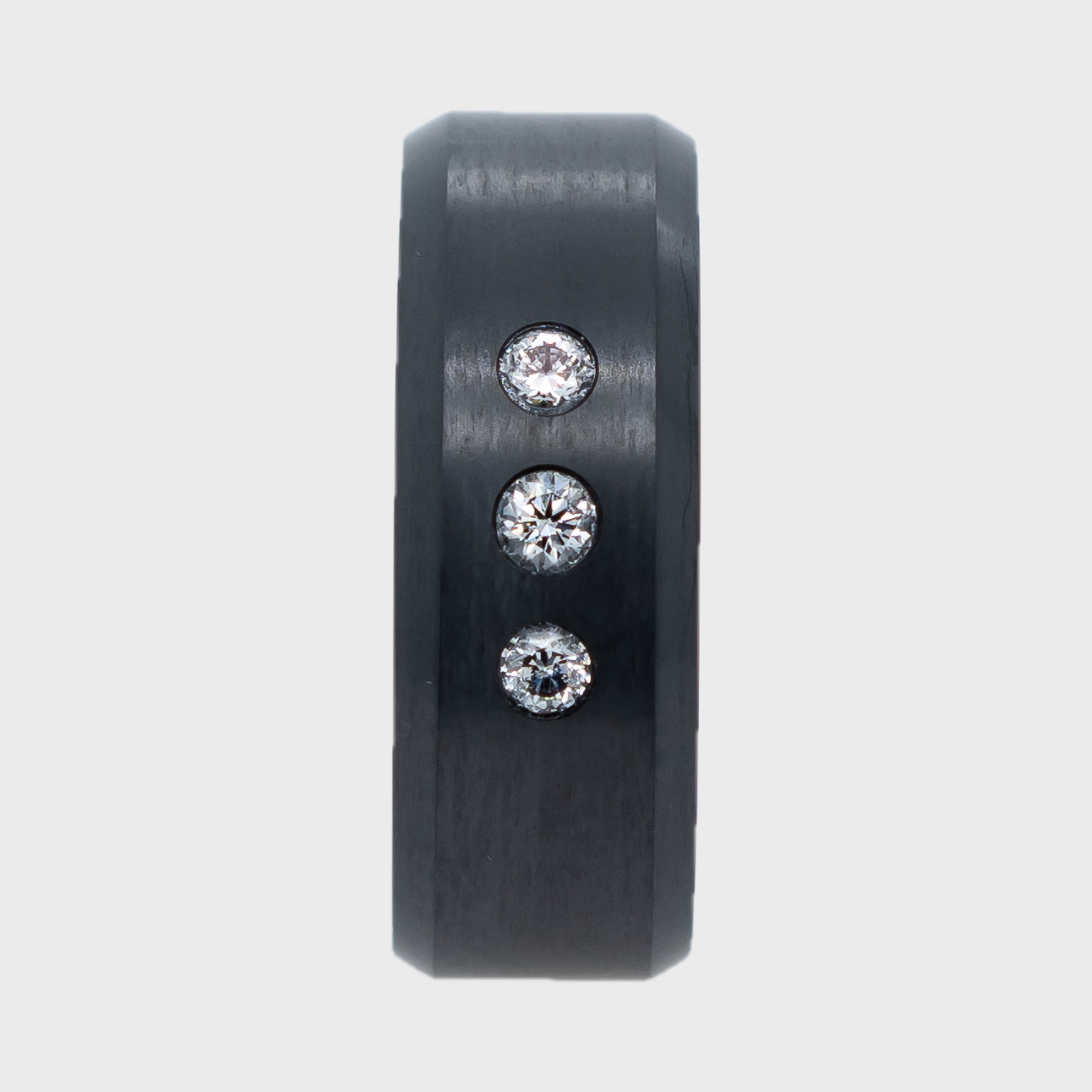 Black Diamond - Men’s Ring 8mm - Triple Stone Inset - ARES - Elysium Black Diamond