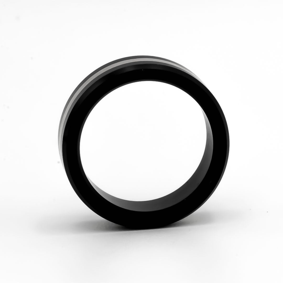 ElysiumBlack.com | Elysium ARES - Solid Black Diamond Ring - Silver Inlay - Image 5